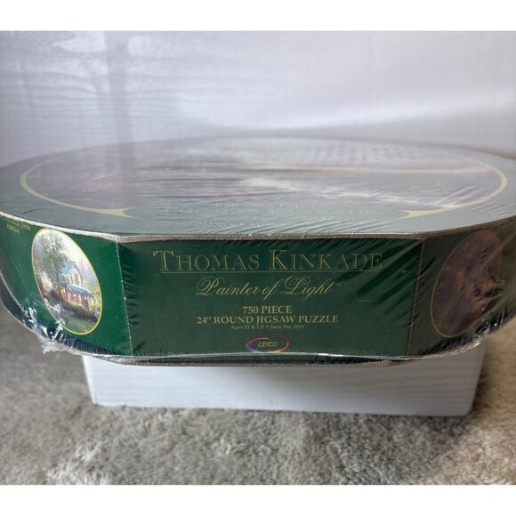 Thomas Kinkade Bridge Of Faith 750 Piece 24" Round Jigsaw Puzzle New Sealed - Picture 5 of 5